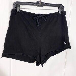 90s CK Calvin Klein High Waist Knit Drawstring Pajama Shorts Vintage Black M